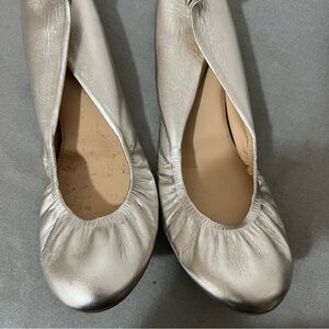 J. Crew Silver Metallic Cece Ballerina Flats Women's 8